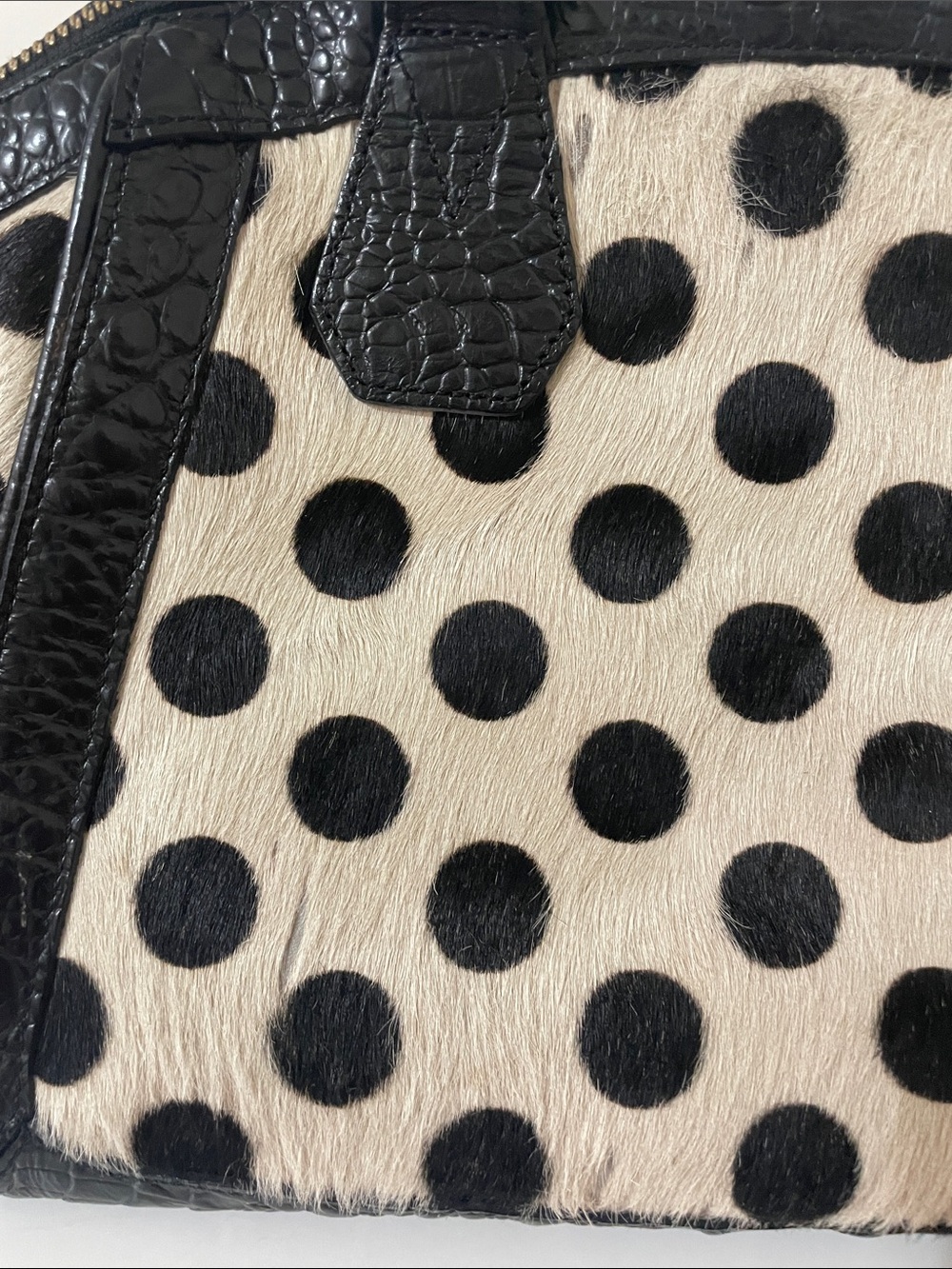 Brahmin Polka Dot Black & Cream Satchel Bag - Picture 7 of 11